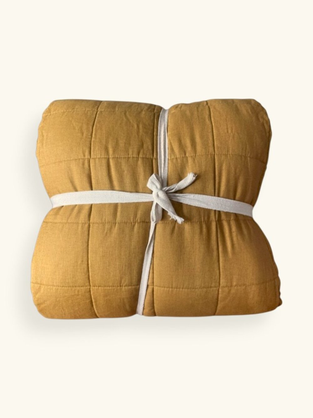 Quince European Linen Box Quilt, Queen / Full size, Tobacco